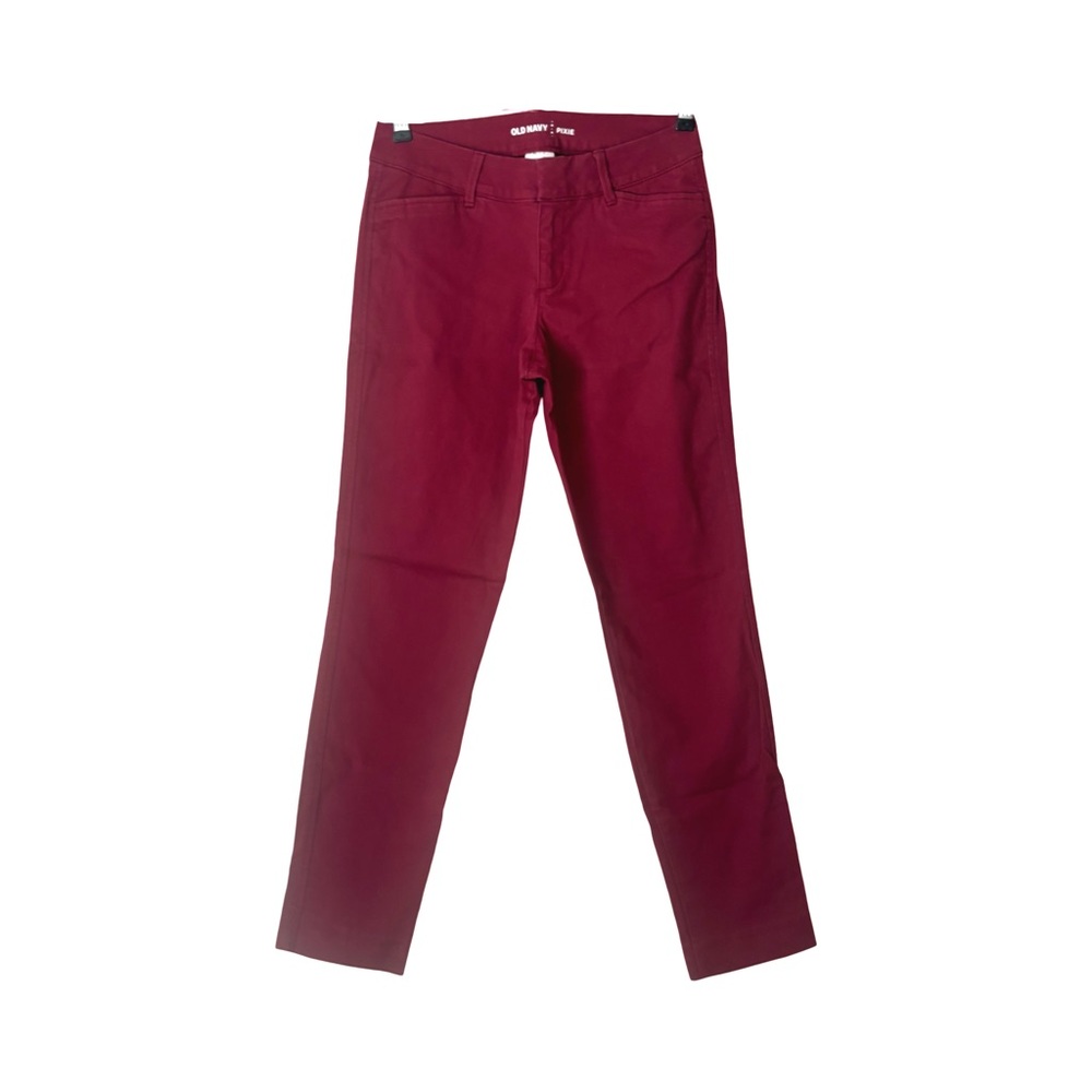 Old Navy Pixie Chino Ankle Pants for Women in burgundy color